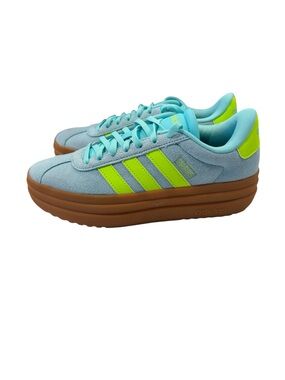 Adidas VL Court Bold Sneakers Flash Aqua, Lucid Lemon, and Gum Size 6.5 NIB